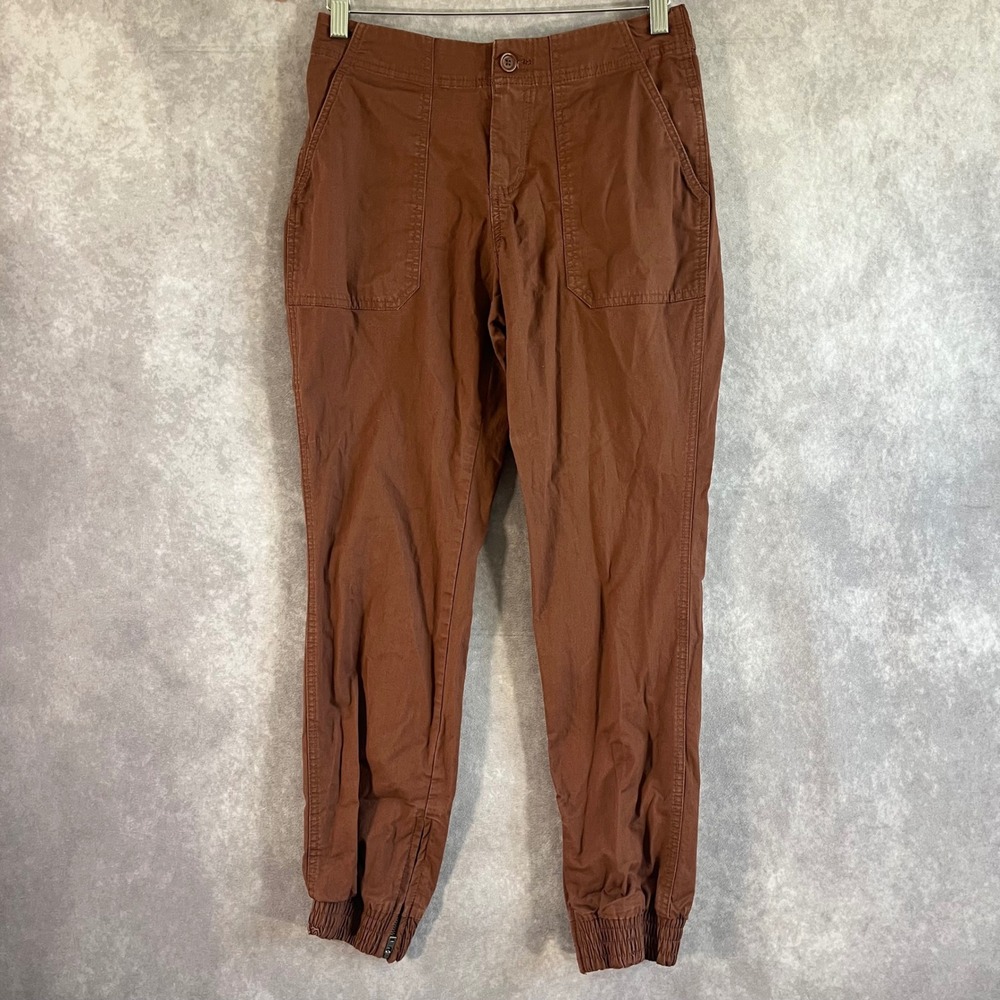 Pact Organic Cotton Utility Jogger Pants Womens Small Brown High Rise Cargo